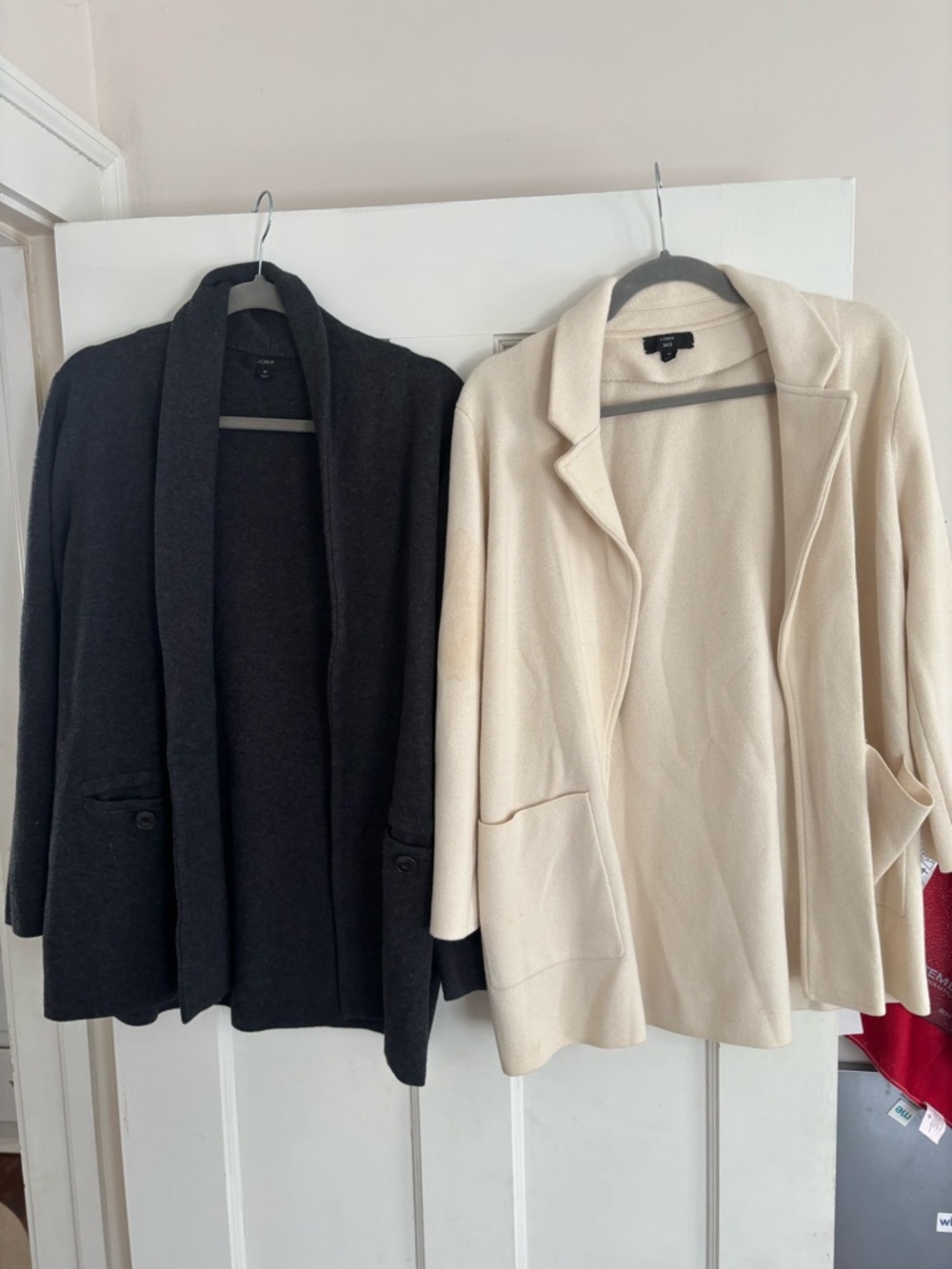 J. Crew sweater blazers open Knit Cardigan Blazer - Ivory and Charcoal